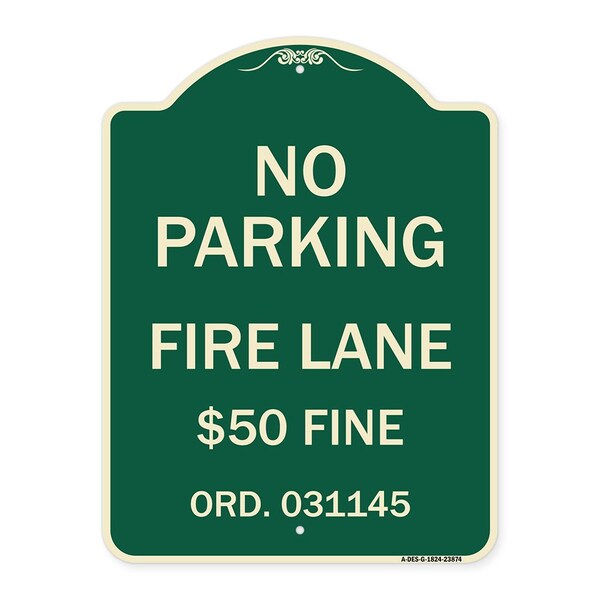 Signmission Missouri No Parking Fire Lane $50 Fine Heavy-Gauge Aluminum Sign, 24" x 18", G-1824-23874 A-DES-G-1824-23874 - main